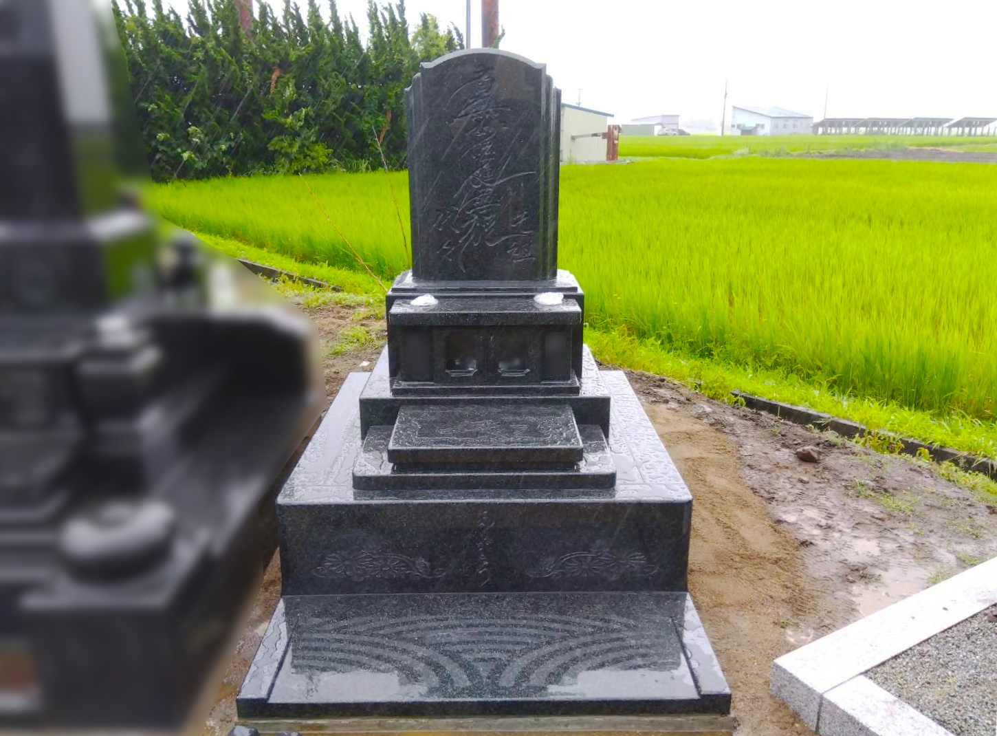 青森県黒石市中川墓地に完成した和洋型墓石