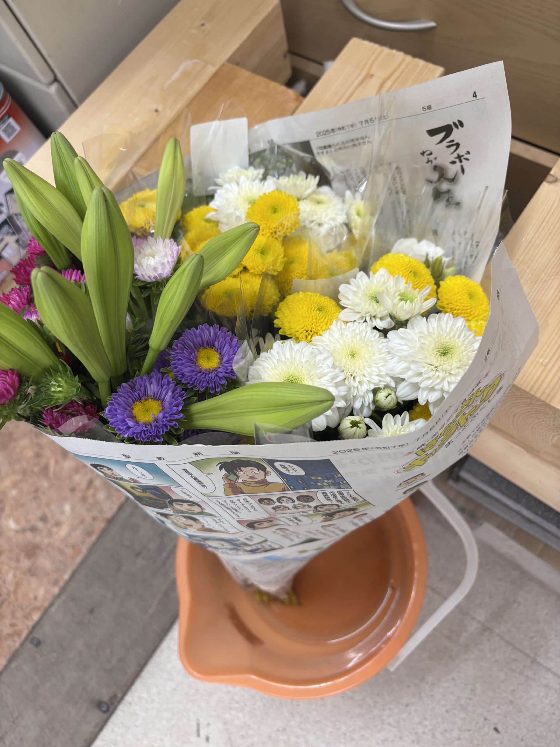 実際に買ってきたばかりのお花達