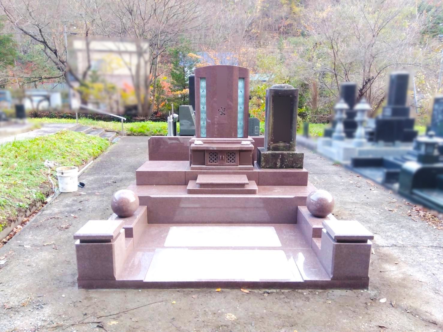 青森県平川市碇ヶ関古懸地区公営墓地（国上寺）に完成したデザイン墓石